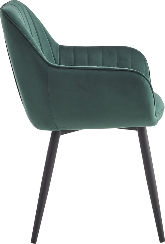 Colenis® - Chaise de salle à manger Luna - Set de 6 - Vert - Velours - Avec accoudoirs