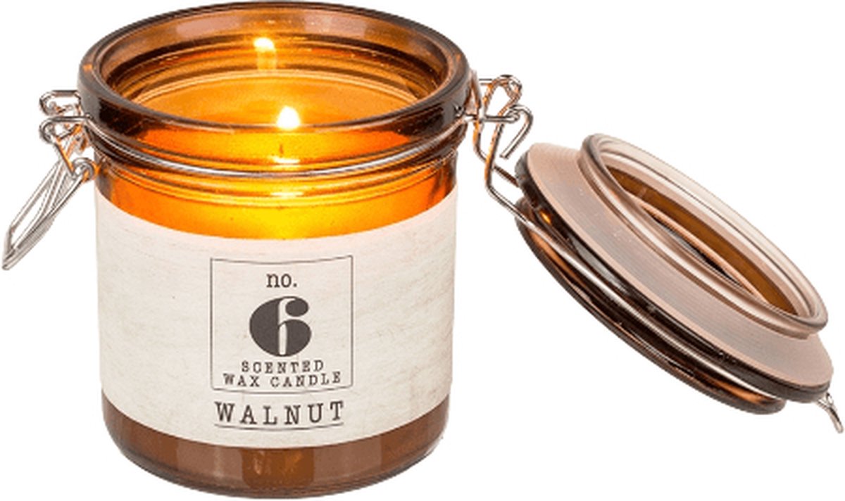 Walnoot geurkaars no. 6 - glazen pot met clipsluiting