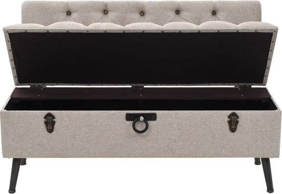 vidaXL Banc de rangement avec dossier 110 cm Tissu Crème - Banc de rangement - Bancs de rangement - Banc de rangement - Bancs de rangement