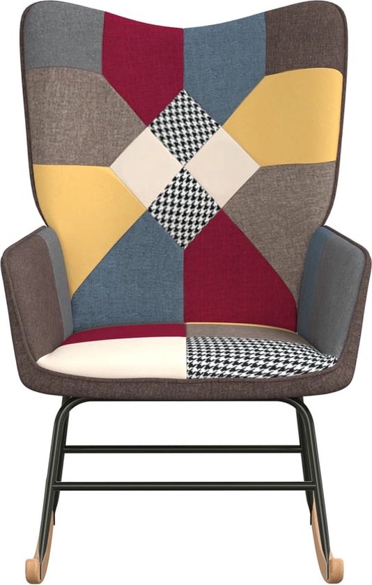vidaXL Chaise à bascule Patchwork - Fauteuil - 61 x 78 x 98 cm - Multicolore - Chaise à bascule
