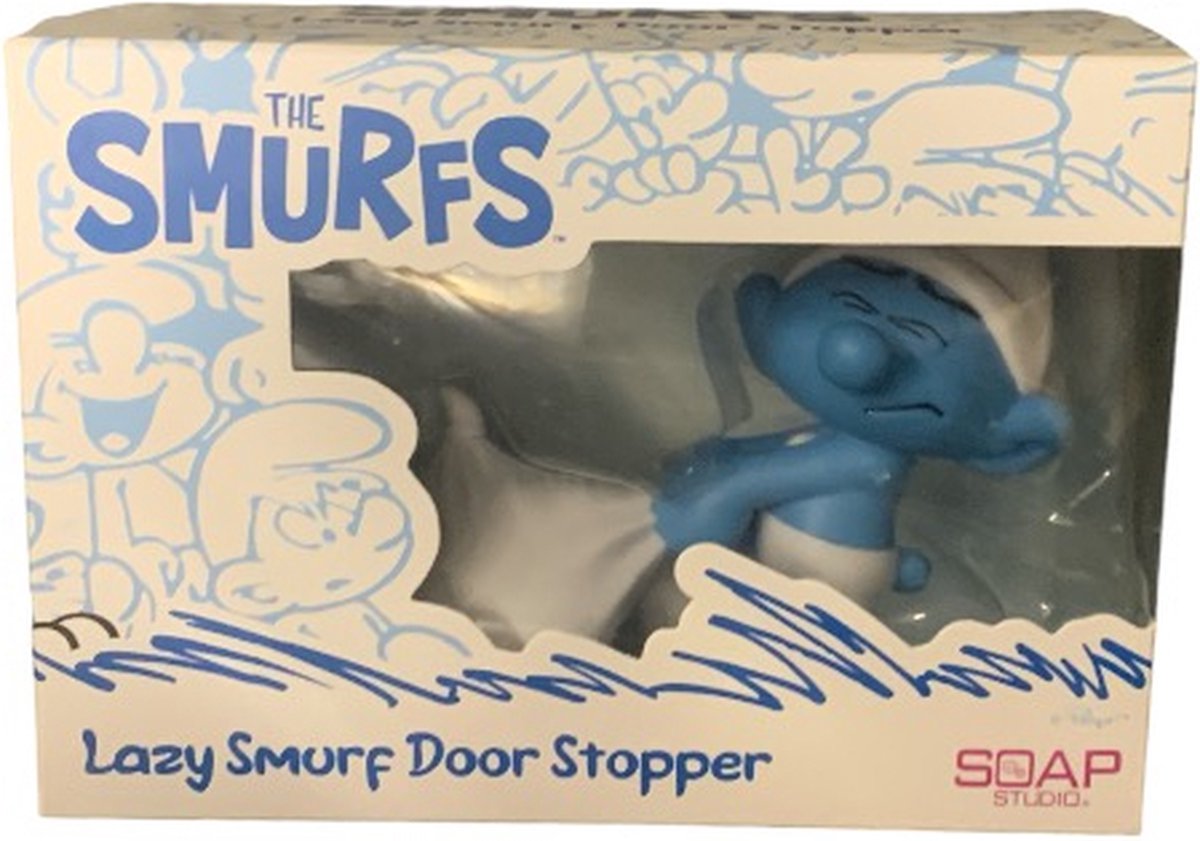 Deurstopper Luilaksmurf met Kussen - PVC Beeldje - Soap Studio 2023 - 10 cm