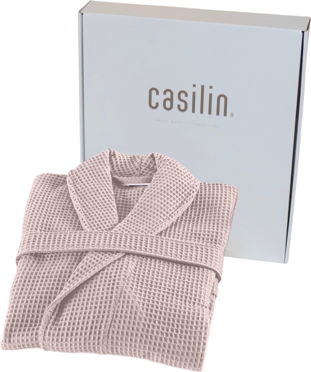 Casilin Kos Sauna Badjas in Geschenkdoos - Dames en Heren - Wafel 100% katoen - Zachtroze