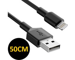 ThunderGold Oplader kabel 50 cm geschikt voor iPhone Extra Kort - Kabel geschikt voor lightning - Oplaadkabel - USB kabel - Lader kabel - Zwart