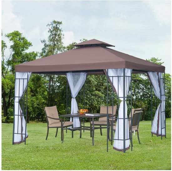 vidaXL Vouwtent pop-up met 5 zijwanden 3x9 m crème - Klaptent