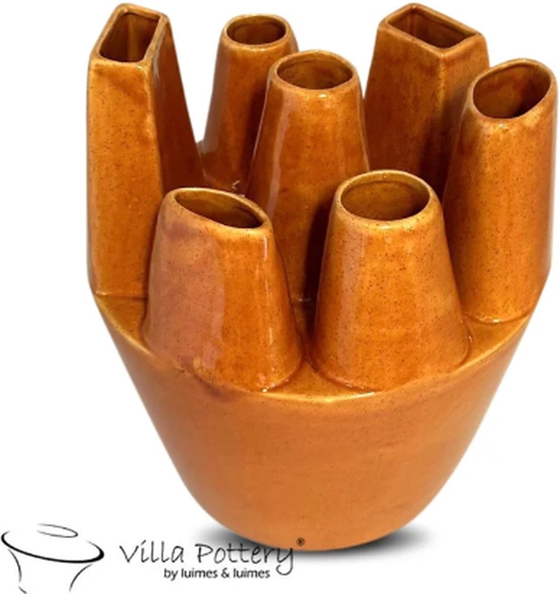 Irishflowers Vaas - Villa Pottery - Decoratie - Woondecoratie - Keramiek - Flowerpower 3_1 Orange Reactive Oranje