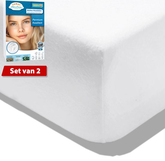 Molton Hoeslaken - 180x210 (Set van 2) - Hoogwaardige Matrasbescherming & Comfort | LitaLente - Rondom Elastiek - Matras Beschermer Molton/Matrasbeschermer - Molton 80% katoen - hoekhoogte van 30 cm - perfecte pasvorm - hoogkwaliteit molton