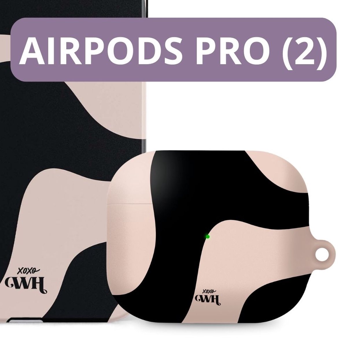 iPhone 16 Pro hoesje xoxo Wildhearts Double Layer met AirPods Pro 2 case zwart beige schokbestendig - Afbeelding 3