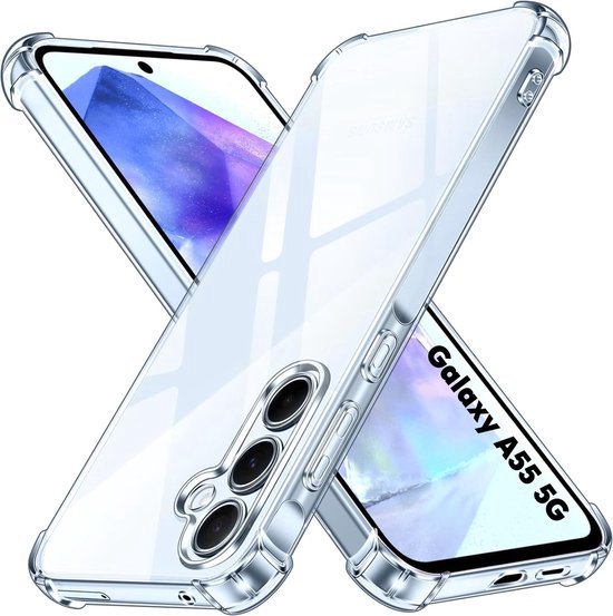 Crystal Anti Shock Coque de Protection Transparente - Convient pour Samsung Galaxy A55 - Antichoc - Coins Extra Solides Back Cover - Transparent