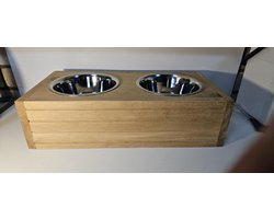 Voerbak hond - Houten voerbak - Dieren voerbak - Drinkbak - Drinkbak hond - Voer hond – stripe