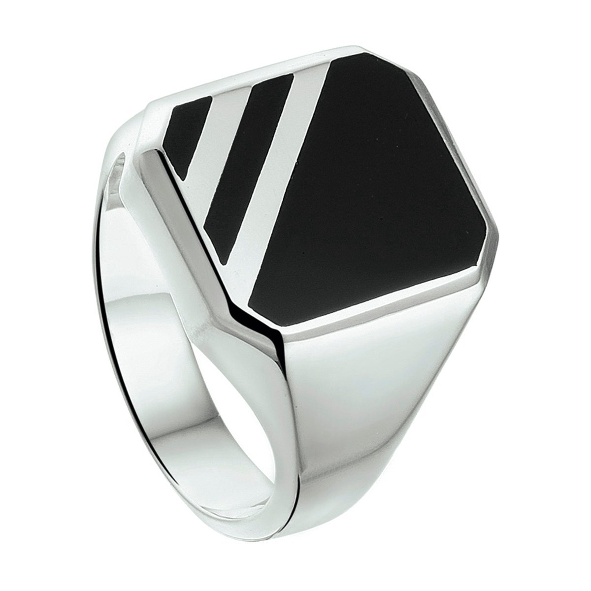 Gerhodineerd Zilver Zegelring Massief Onyx 1337353