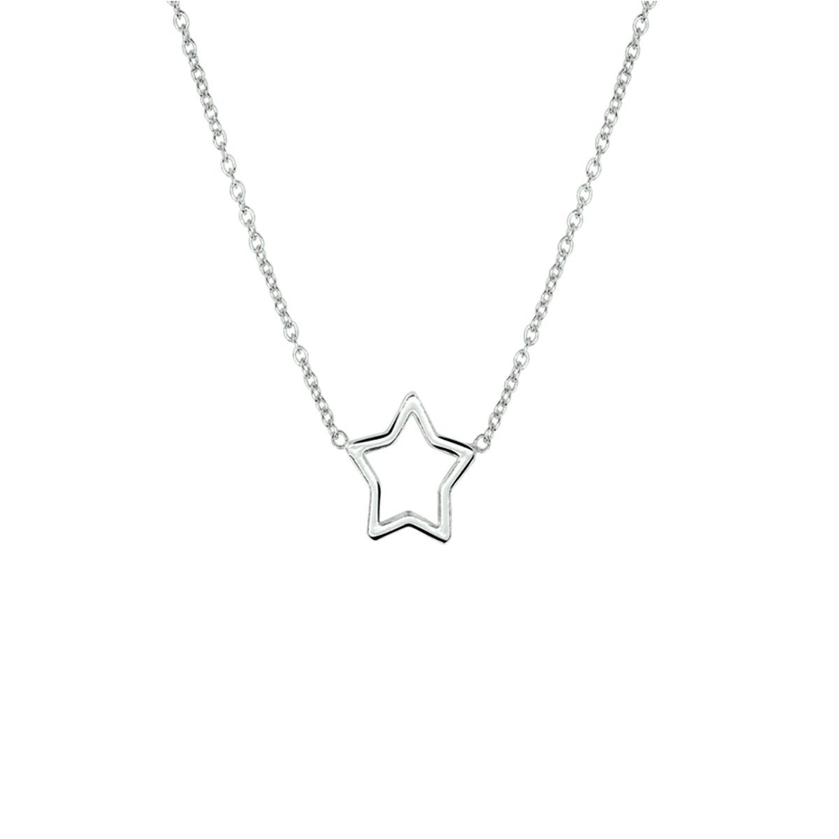 zilver gerhodineerd collier ster 41 + 5 cm 1324190