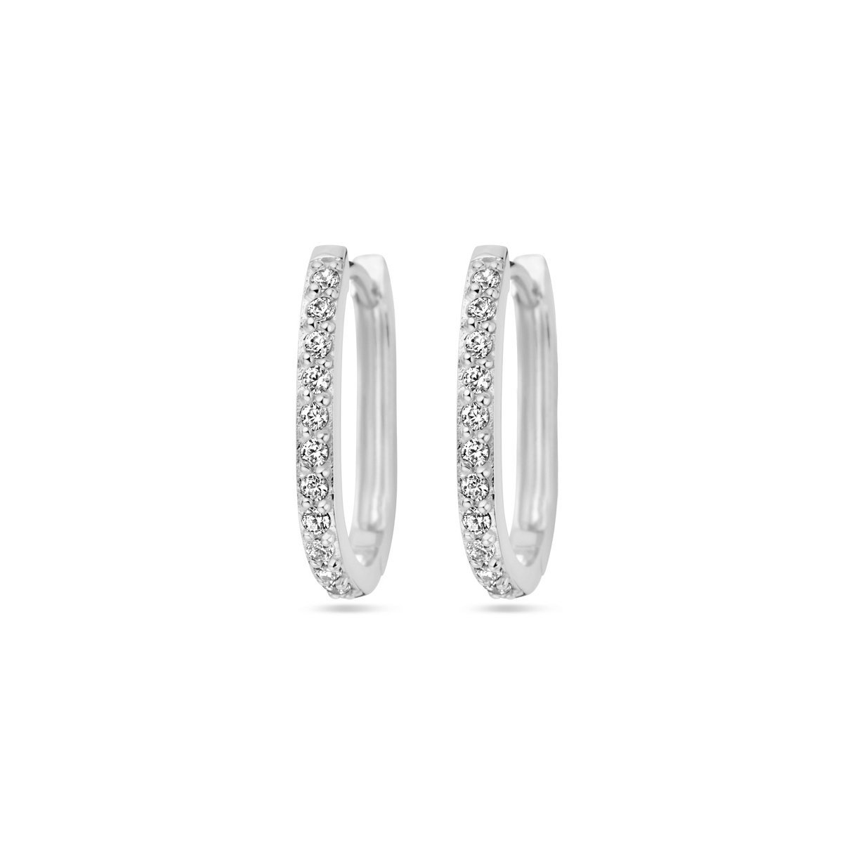 Zilver Gerhodineerd Klapoorringen Zirkonia 1338317