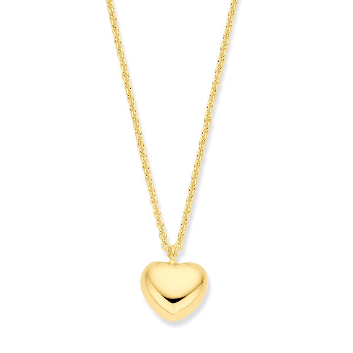 zilver verguld (geel) collier hart 1,5 mm 40 + 5 cm 3 micron 2103502