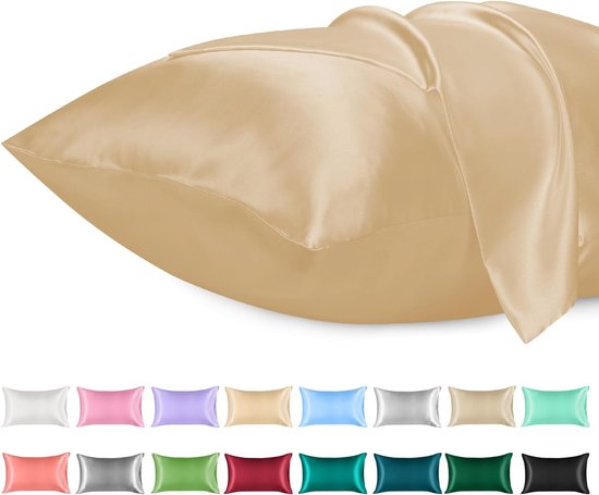 Lirex 2 Pack Satijnen Kussenslopen, Standaard Formaat Zacht Effen Kleur Microfiber Satijnen Kussensloop, Envelop Sluiting Kreukvrij Vervagingsbestendig Ademend (30x50 cm, Zwart