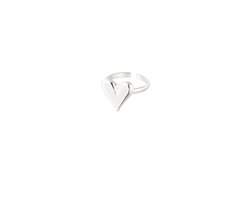 Minimalistische ring met hart - Yehwang - Ring - Stainless Steel (verkleurt niet!) - Zilveren ring - Dames ring - Kerst - Kerst cadeau - Moederdag - Tiener - Valentijn - Sinterklaas cadeau - Ring voor kinderen - Verstelbare ring - Nikkel vrij