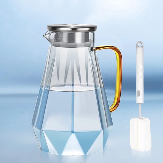 Pyrex Classic grote glazen pot met rood handvat, 1,25 liter