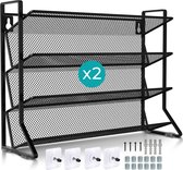 Soothe Porte-épices debout et mural pour 48 pots à épices - Pack de 2 - 4 niveaux - Organisateur d'épices - Porte-épices - Étagère à épices - Noir