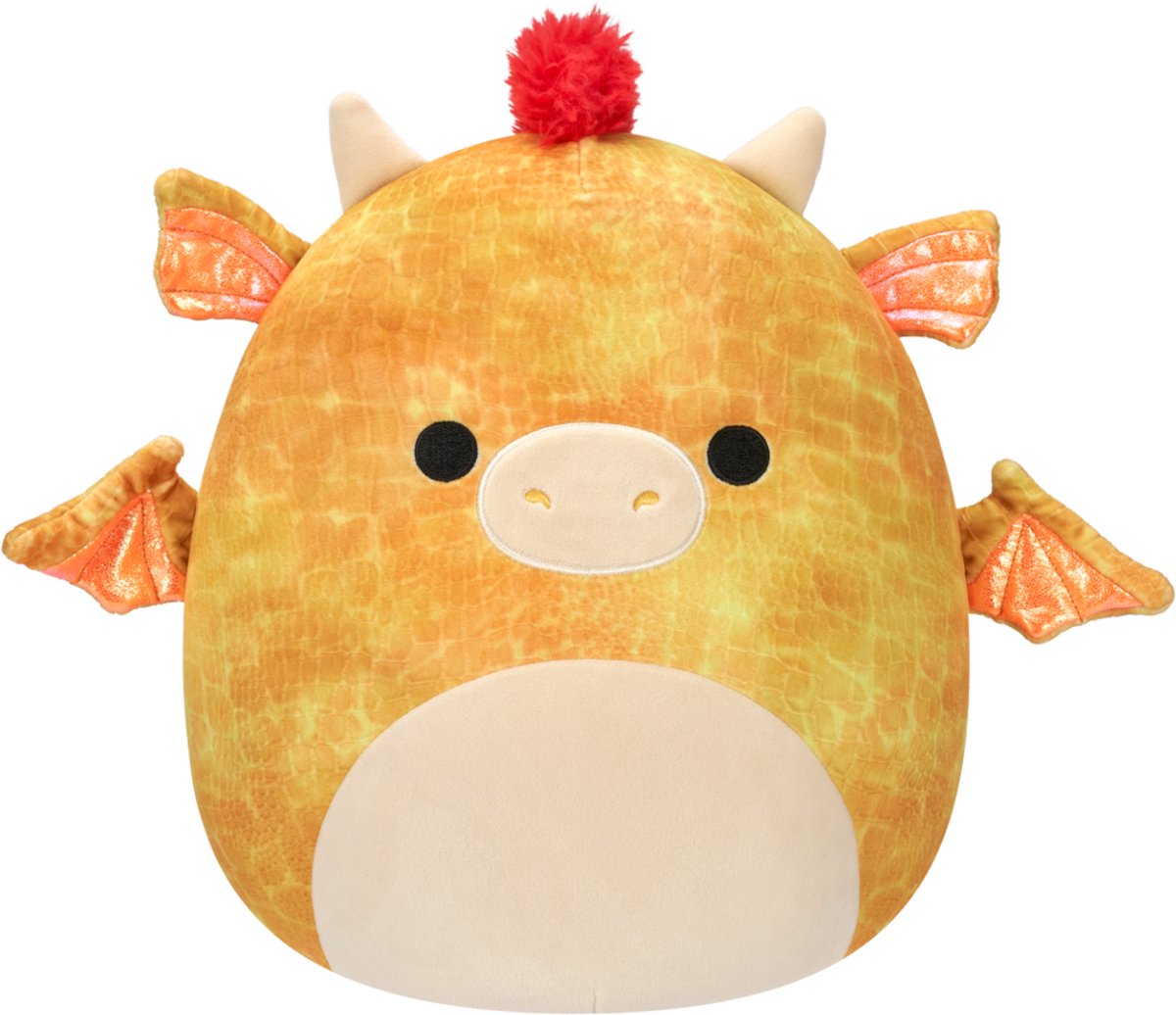 Squishmallows - Dieric - Yellow Textured Dragon W/Red Hair 40cm pluche