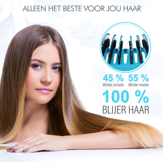 MOONIE'S® Brosse à Cheveux Perméable à Ventilation Courbe - Brosse à Cheveux Anti-emmêlement - Blauw - Brosse Démêlante - Brosse Ventilée Courbe - Blue