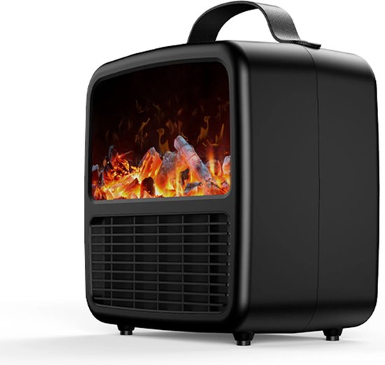 Collox Elektrische mini verwarming - Mini kachel - Geluidsarme kachel - Draagbaar met handvat - 22 x 13.5 x 22 cm - 1500 W - Zwart