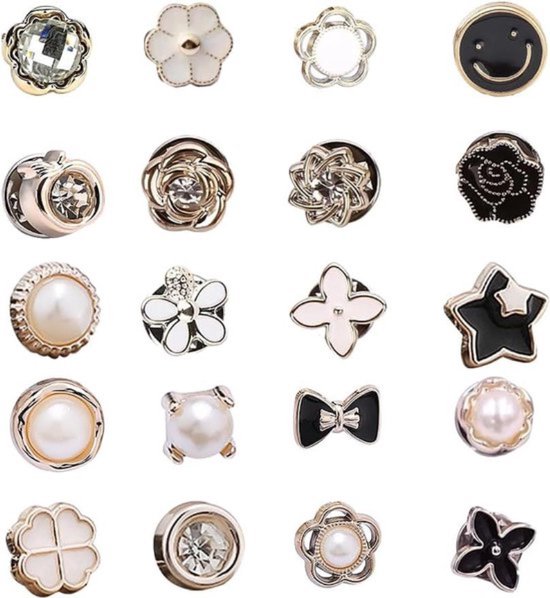 40 stuks mode broche pinnen, parel & strass spelden