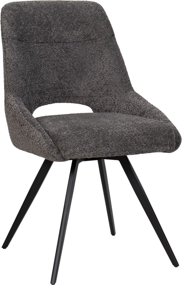 HTfurniture eetkamerstoelen-dark grey color-black legs donker grijs
