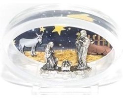 Mini Kerstgroep / Kribbe in frame hartvormig 4,5 x 2,5 x 2 cm
