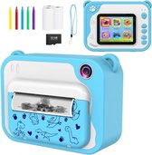 Yarvu ® - 3 IN 1 Digitale Kindercamera Met Printer + 32GB micro sd kaart - camera voor kinderen | Vlogcamera met Games Spelletjes| Fototoestel voor Kinderen | Met videofunctie - Kinder Camera - Instant Print - Blauwe kleur