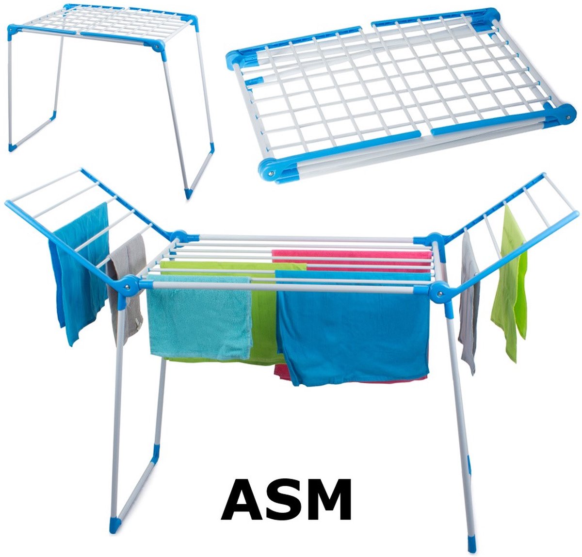Goedkoopste Opvouwbaar wasrek met 2 inklapbare vleugels – binnen en buiten Ruimtebesparende en duurzame droogoplossing