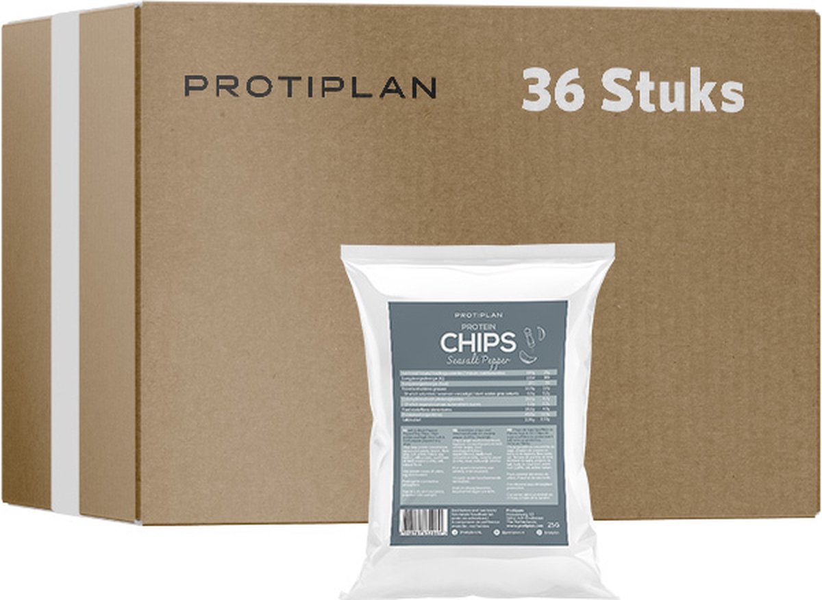 Goedkoopste Protiplan | Chips Zeezout Peper | 36 stuks | 36 x 25 gram | Low carb snack | Snel afvallen zonder hongergevoel!