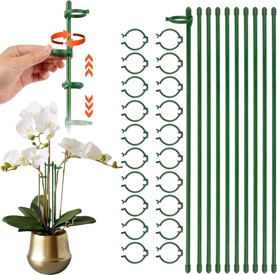 Relaxdays plantenstok, set van 10, 120 cm, 10 mm, staal met kunststof coating, tuinstokken, klimplantensteun, groen