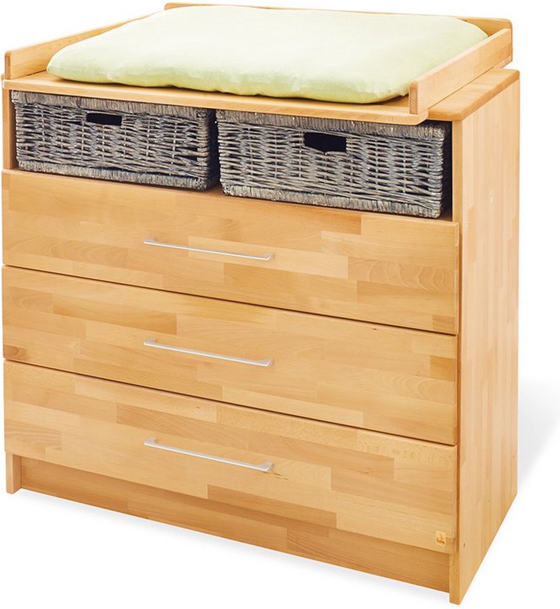 Image of Aankleedkussen 'Natura' - Houten Dressoir - Opbergkast - Massief Beukenhout - Zelfzachtsluitend - 100cm x 78/54cm x 101cm