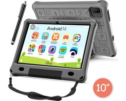 Olvy Kindertablet PRO - 6000 mAh - Vanaf 3 Jaar - Android 14 - 128GB - Ouder Control App - 3GB+3GB RAM - 10 Inch - Tablet - Tablet Kinderen & Volwassenen - Stevige Beschermhoes - 100% Kidsproof