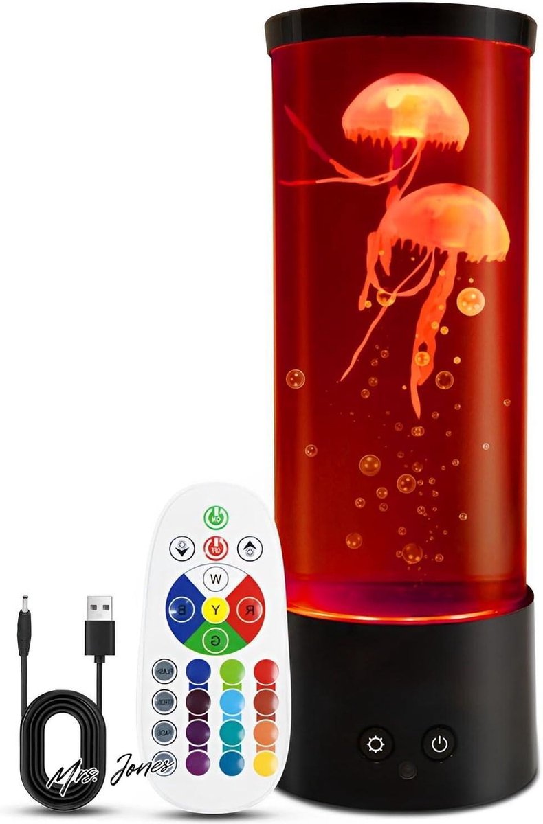 Mrs. Jones Kwallen Lamp 29 cm - 16 Kleurvariaties - 4 Modi - Kind - Volwassenen - USB Afstandsbediening - Batterij-afgewerkt .