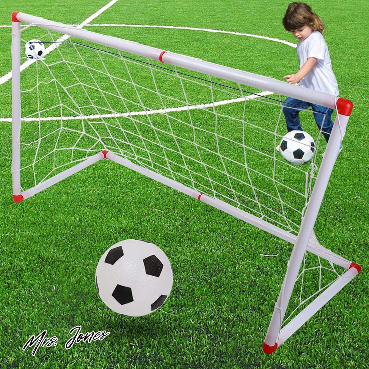Mrs. Jones Voetbalpoortennet draagbaar voetbalpoortennet goede elasticiteit praktisch voor kamperen voor 106 cm met draagtas en haringen. .