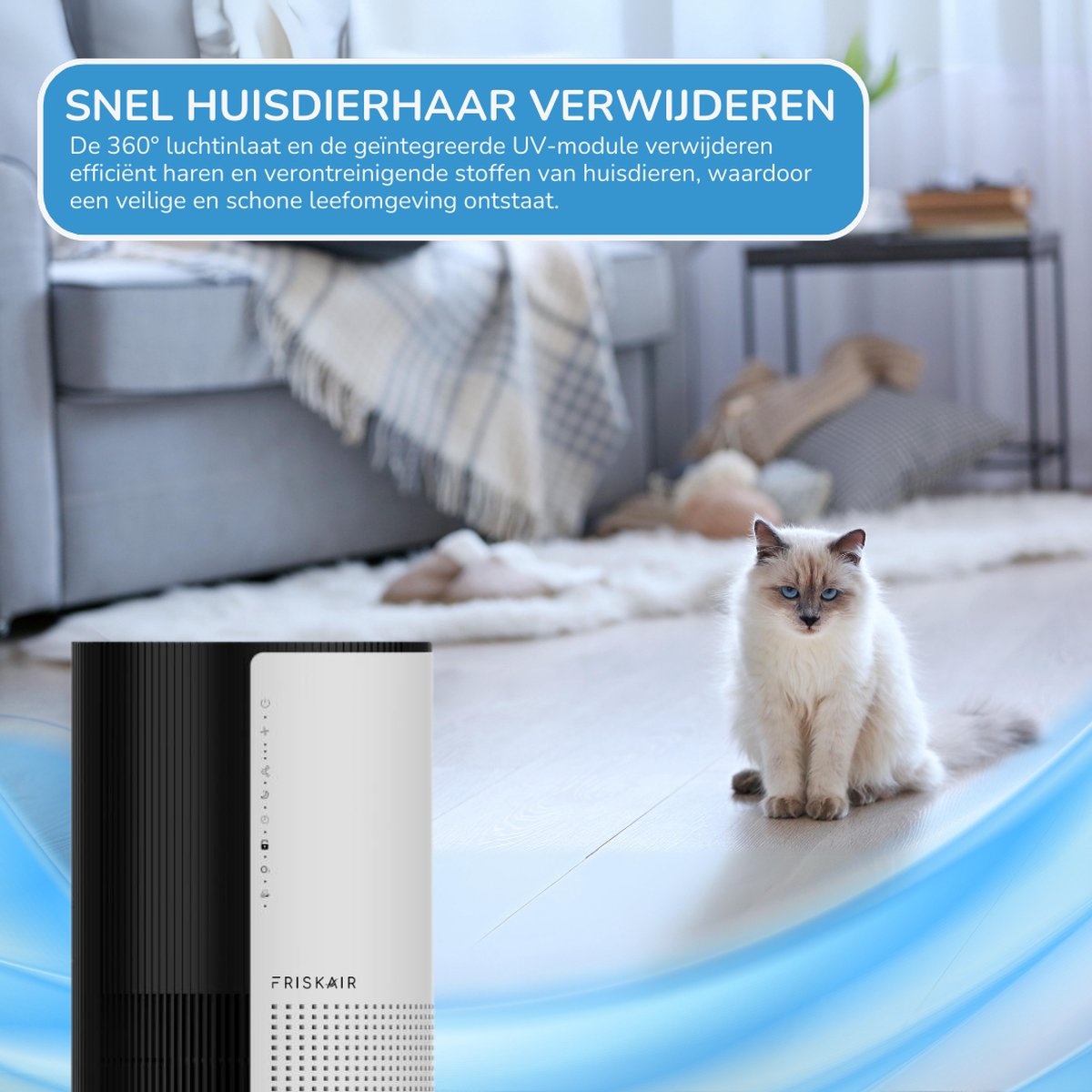 Friskair Luchtreiniger - Air purifier met HEPA Filter - Luchtkwaliteitsindicator - Tegen Allergieën, Huisstofmijt & Fijnstof - 300 m³/h - Slaapstand - Ionisator - Bedienbaar via App — afbeelding 6
