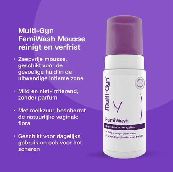 Multi-Gyn FemiWash Mousse 100 ml - Vaginale verzorging voor dagelijkse Intieme Hygiene, mild en zeepvrij voor een optimale Vaginale gezondheid, geschikt voor gevoelige huid