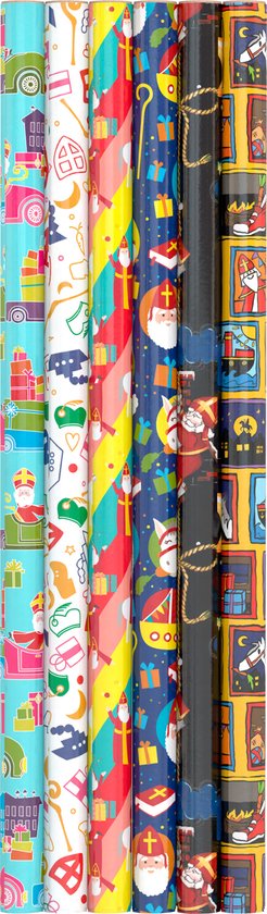 Inpakpapier Sinterklaas 5 ROLLEN - 70 x 200cm – Sinterklaas - Luxe Cadeaupapier - Geschenkpapier voor Sinterklaas - Schoencadeautjes - Perfect voor Kinderen - 5 Rollen