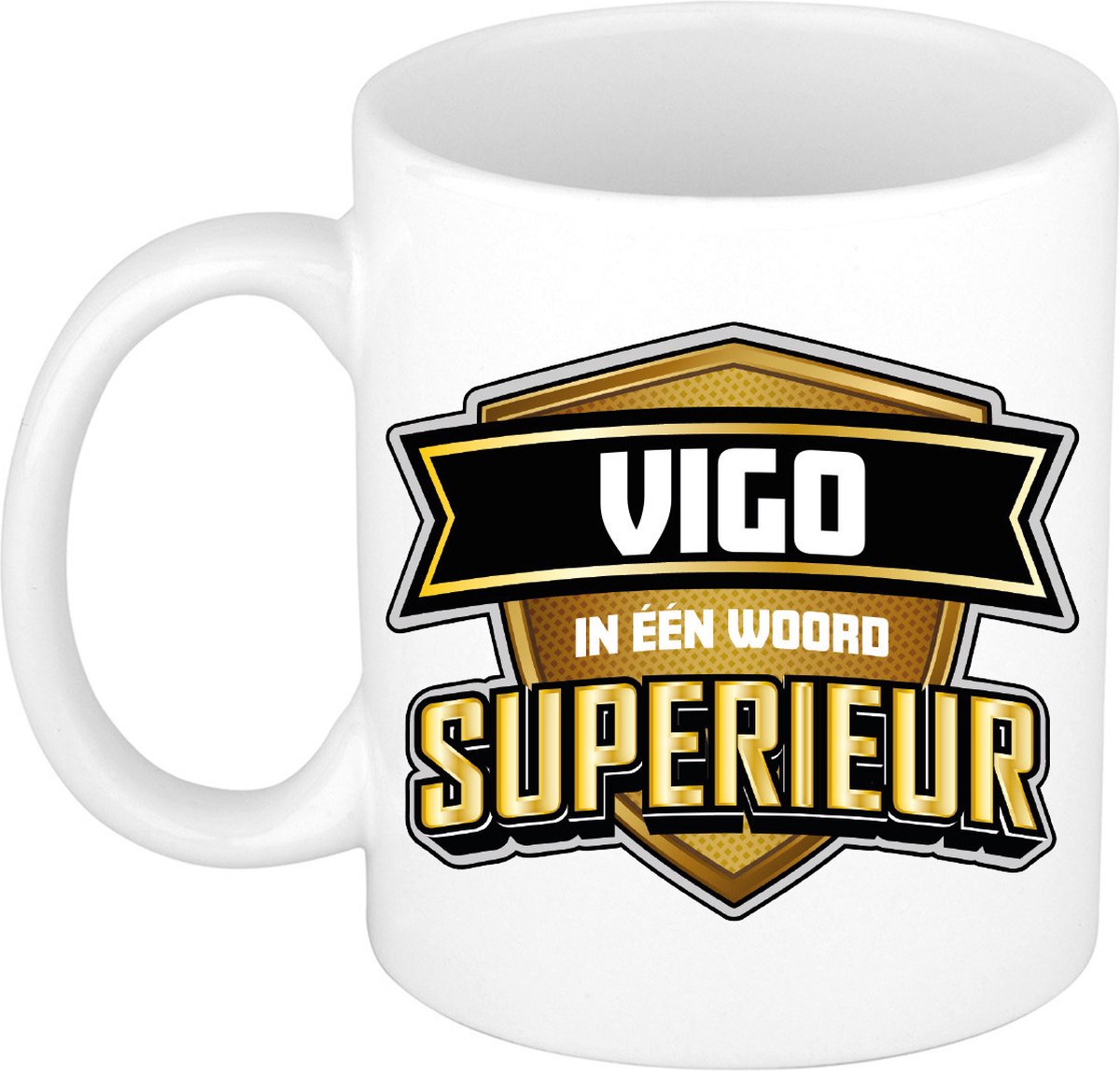 Bellatio Decorations Naam mok Vigo - wit - Superieur - keramiek - 300 ml - collega beker - cadeau