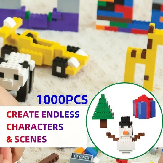1000-delige DIY Bouwstenen Set - Creatief & Educatief Bouwpakket - Geschikt voor LEGO - Ideaal voor Kinderen en Volwassenen - Leert Basisbouwprincipes - Kleurige Mix - Hoge Kwaliteit ABS van 17 Parts — afbeelding 4