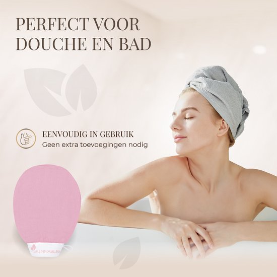 Skinnables Scrub handschoen - Huidverzorging voor Hele Lichaam en Gezicht - Douchehandschoen - Exfoliating Glove - Roze