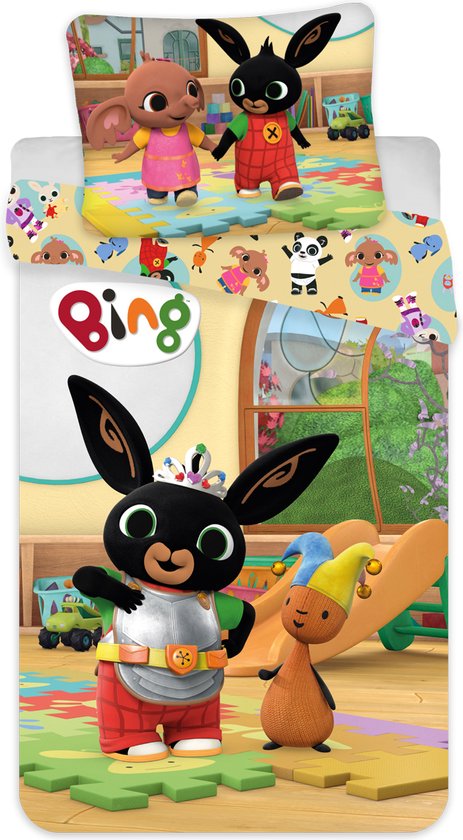 Bing Bunny BABY Dekbedovertrek, Speeltijd - 100 x 135 cm + 40 x 60 cm - Katoen