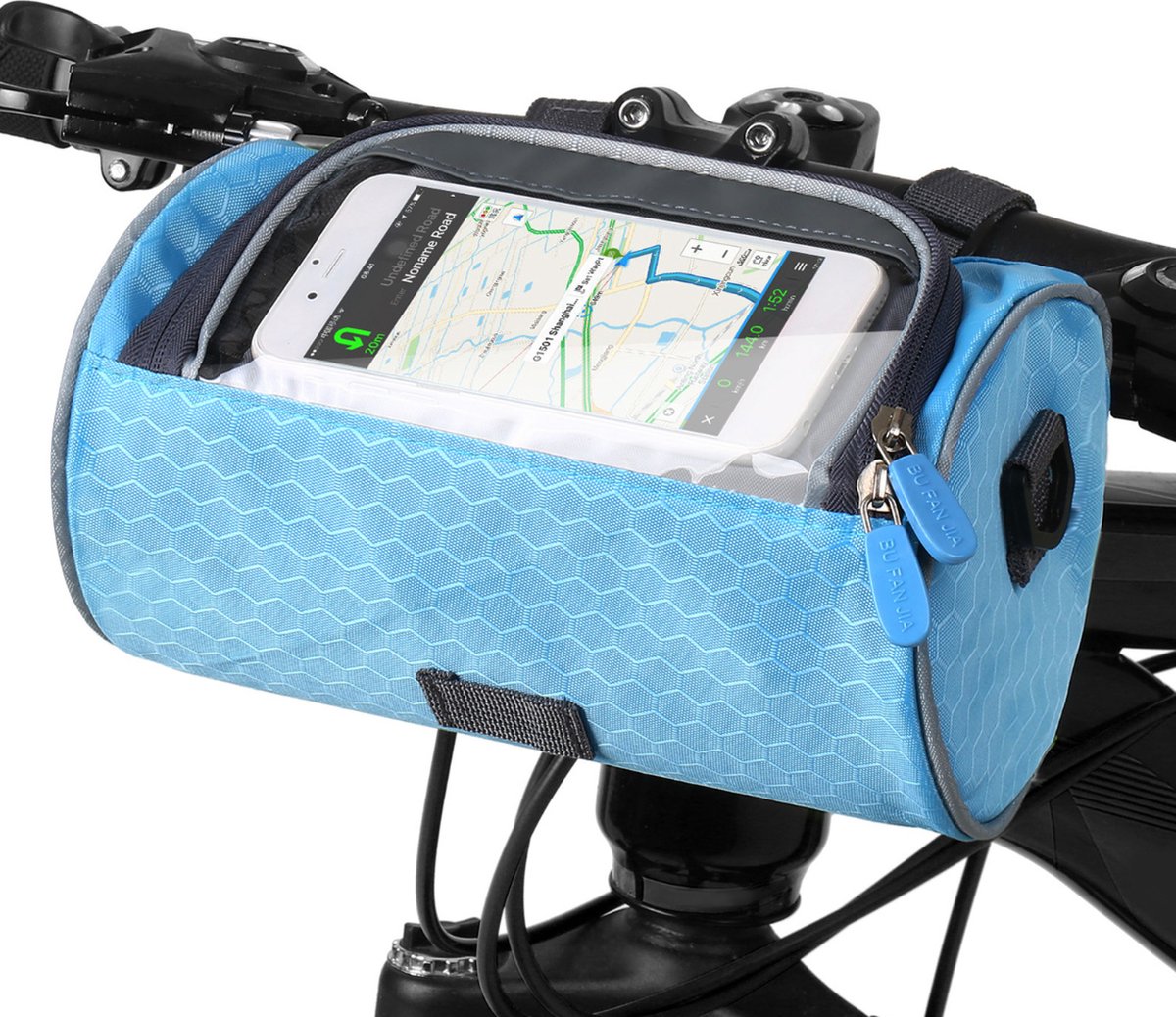 Fiets Stuurtas Met Telefoonhouder - Stuurtas voor Fiets - Afneembaar - Met Reflectie materiaal - Telefoon Fiets Tas - Blauw - LOUZIR