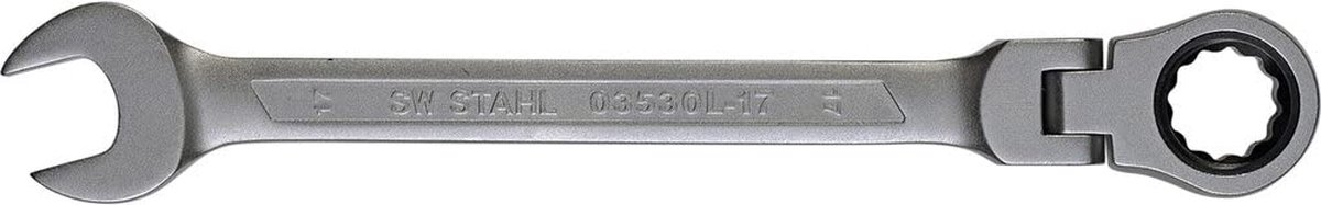 SW-Stahl 03530L-17 ringratelsleutel 17 mm I ringsleutel met scharnier I 72 tanden I steeksleutel met ringratel I ringratel steeksleutel SW 17