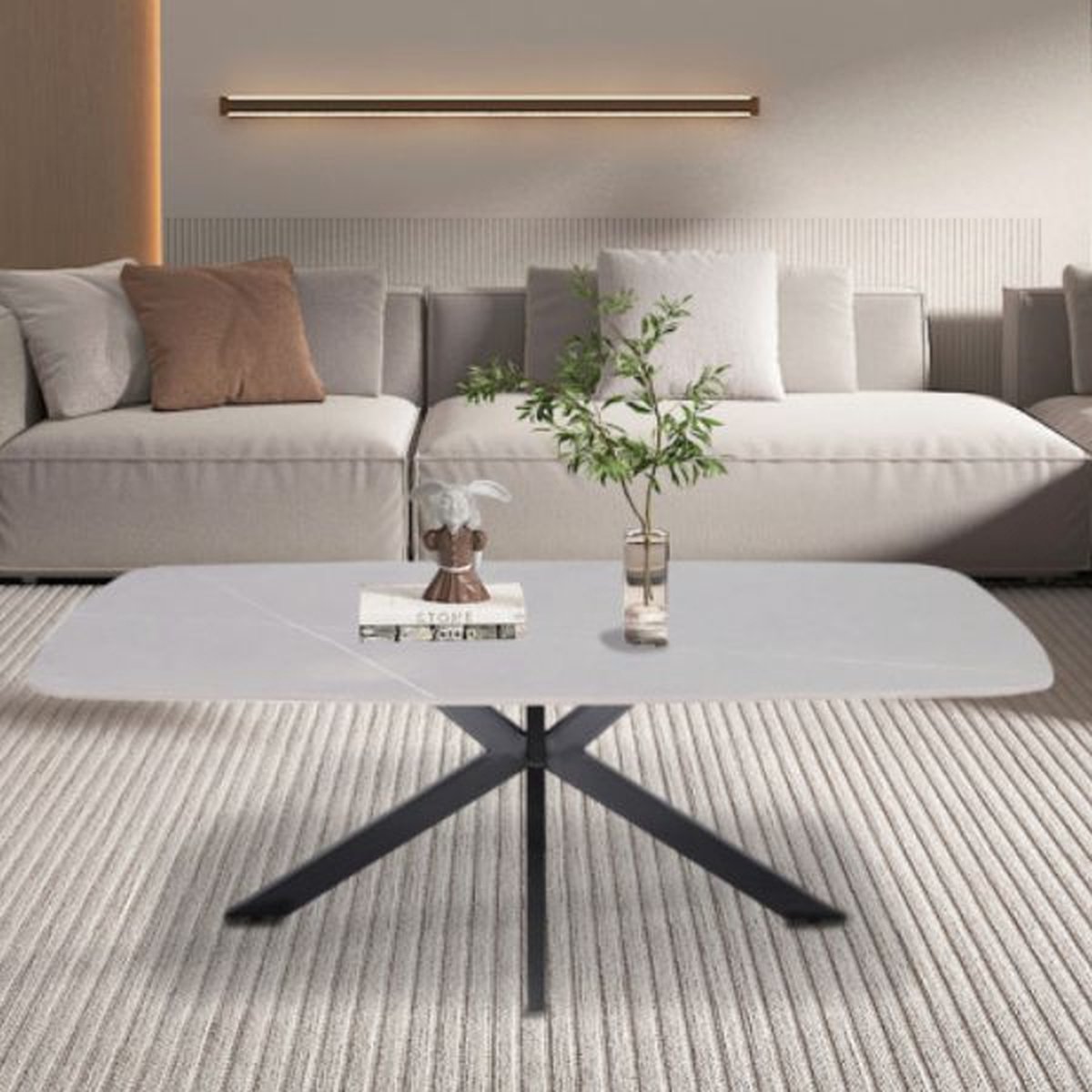 Rousseau Salontafel 'Apollo' 130 cm Deens Ovaal Steen Grijs mat