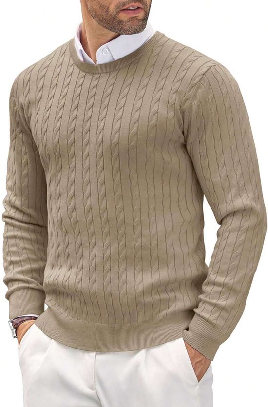 Cable Knit Sweater Heren Luxe Kabeltrui Premium Business Look