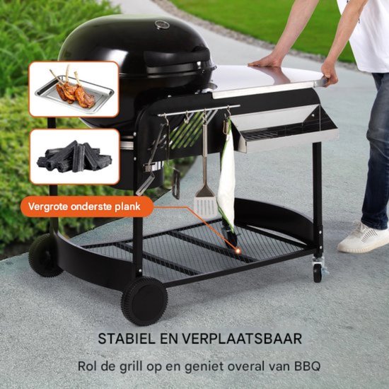 Barbecue - Met Tafel - BBQ - Houtskoolgrill - Verrijdbaar - 101 CM Hoog - 53 CM Grill — afbeelding 5