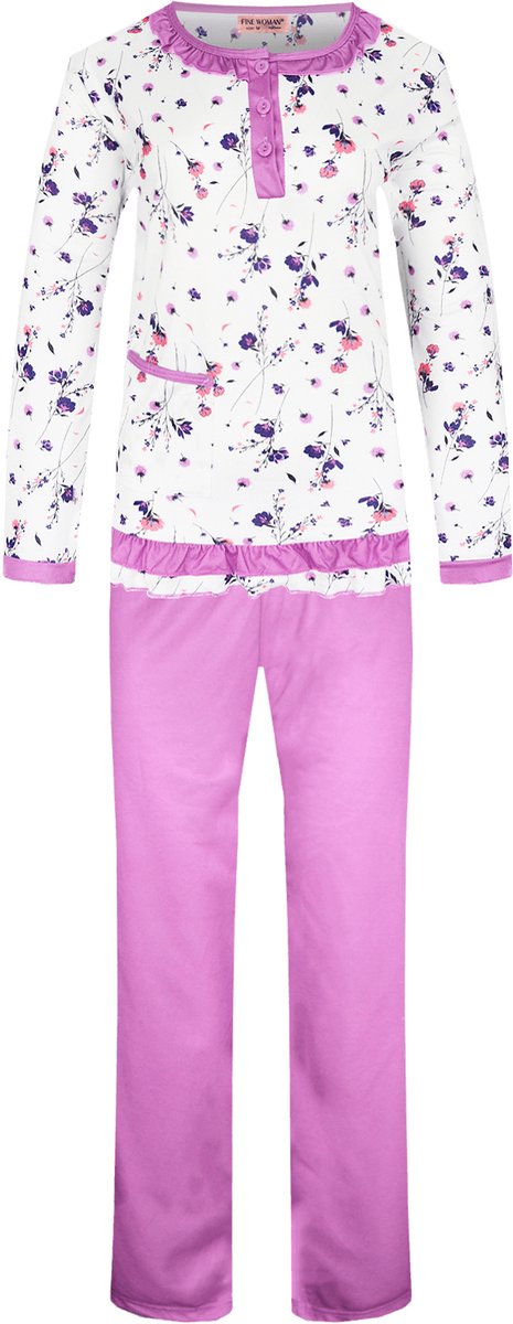Dames pyjama gebloemd roze XXXL