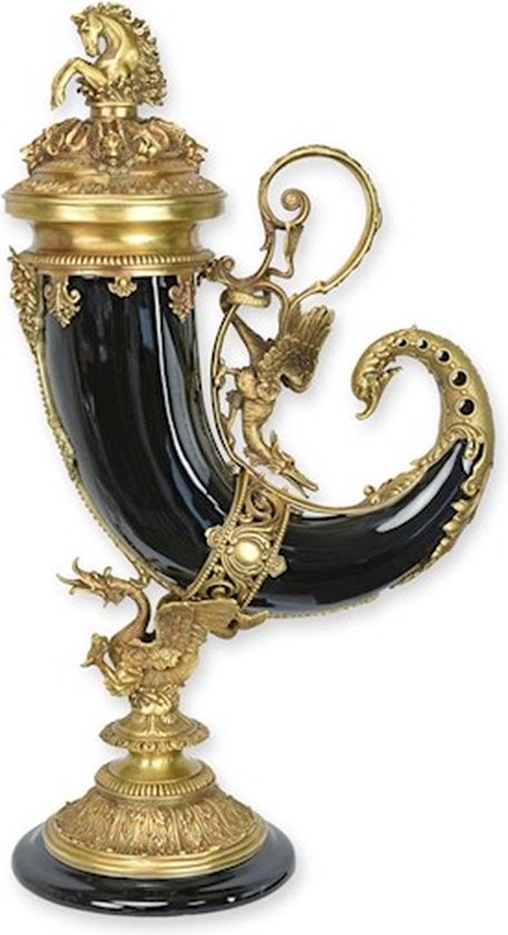 Corne d'abondance en porcelaine Zwart - bronze - standard - porcelaine - corne - 30x17x52 cm