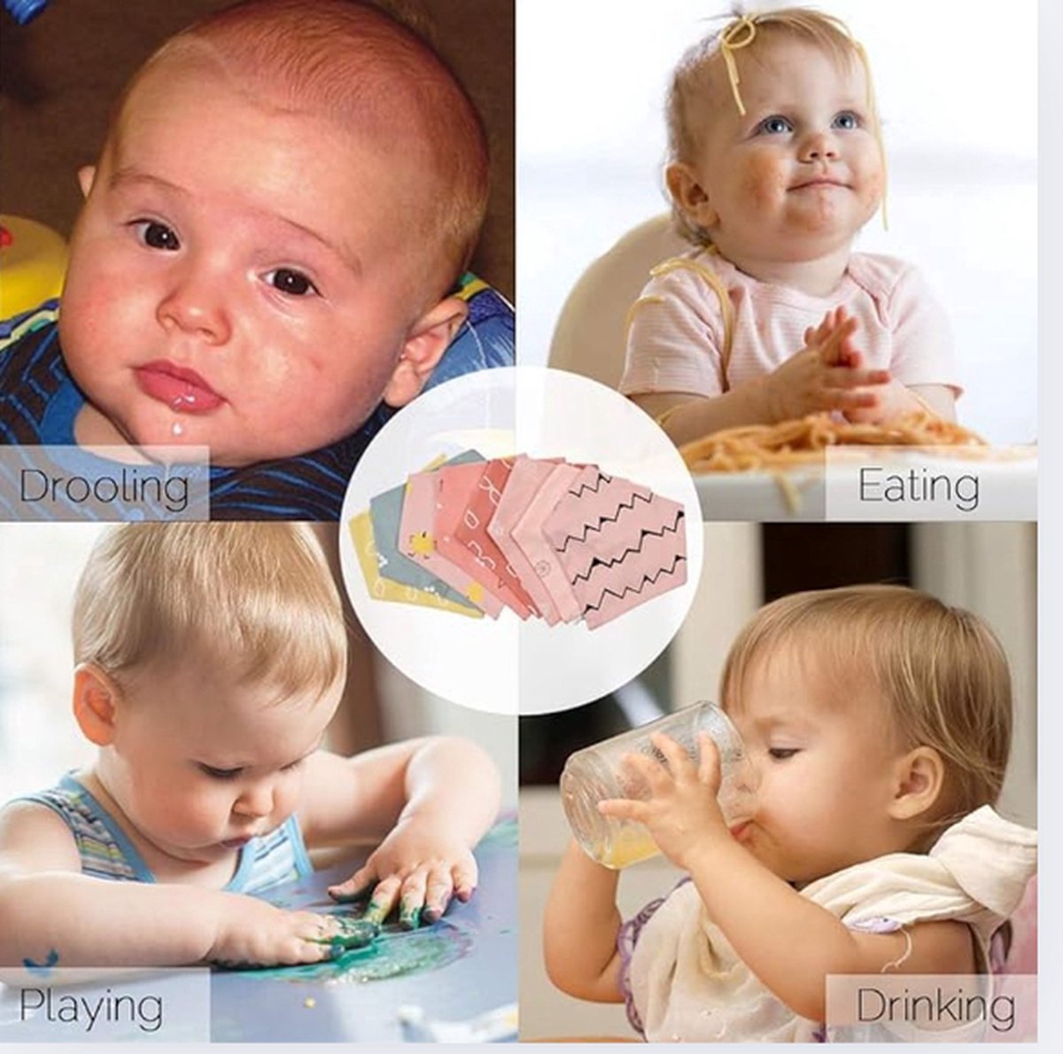 Image of 8 stuks baby slabbetjes, katoenen bandana slabbetjes, driehoekige doeken, zacht en absorberend speekseldoekje voor baby's, peuters en pasgeborenen, blauw